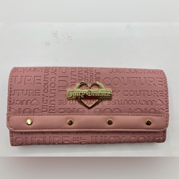Juicy Couture Pink Embossed Bifold Long Wallet - Picture 1 of 11